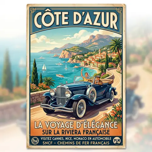 Vintage Car Poster Art for Classic Enthusiasts