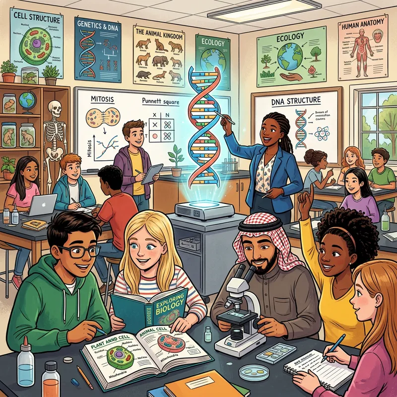 Vibrant Biology Classroom Illustration | Interactive Education Vibrant Biology Classroom Illustration | Interactive Education