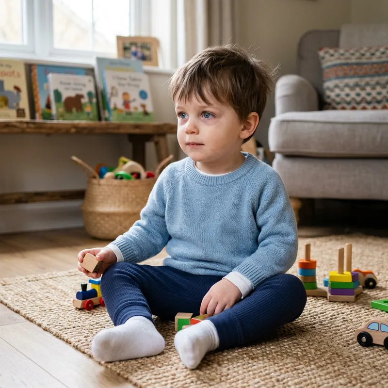 Adorable 2-Year-Old Boy with Blue Eyes, Brown Hair & White Socks Adorable 2-Year-Old Boy with Blue Eyes, Brown Hair & White Socks