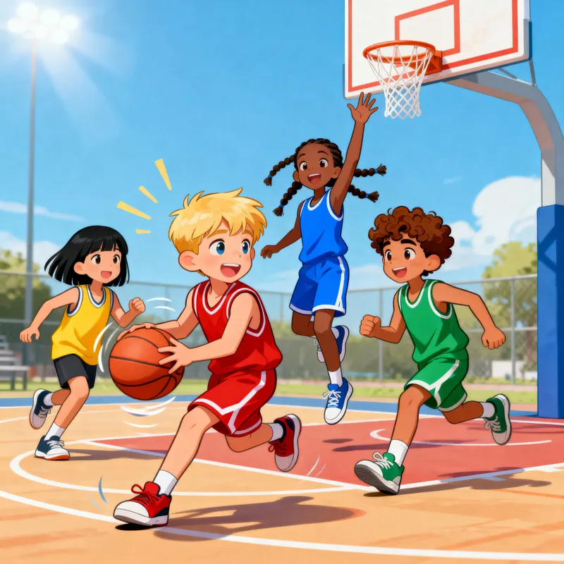 Diverse Kids Basketball Fun: Game On!