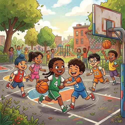Diverse Kids Basketball Fun: Game On!