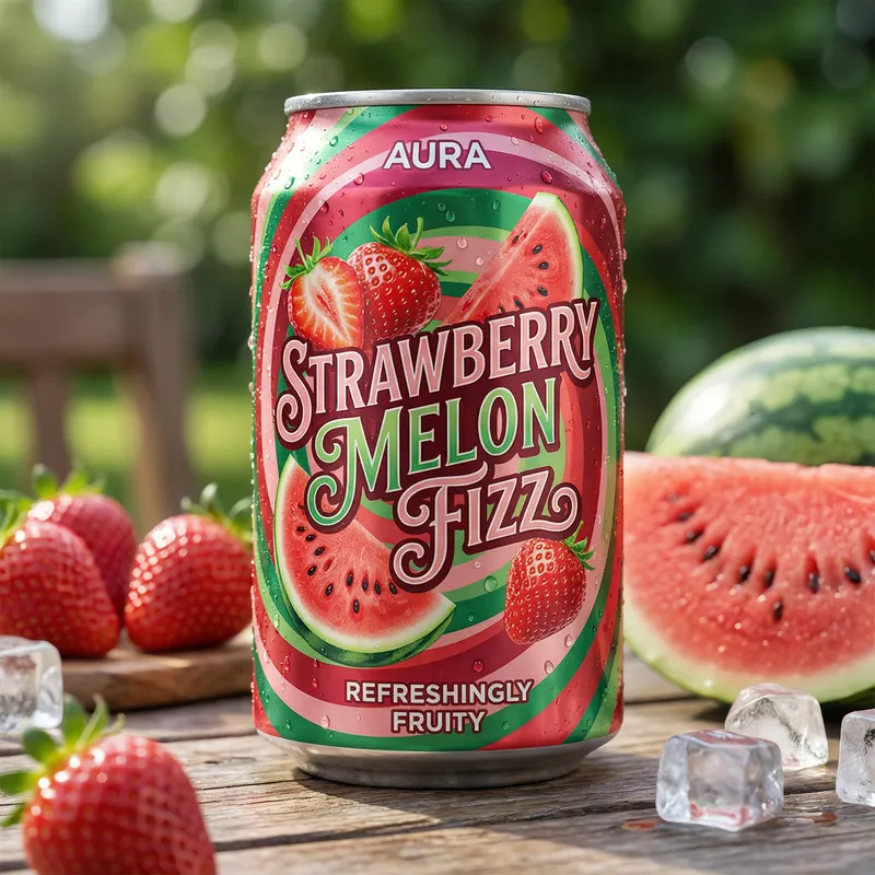 Artistic Watermelon & Strawberry Soda Packaging
