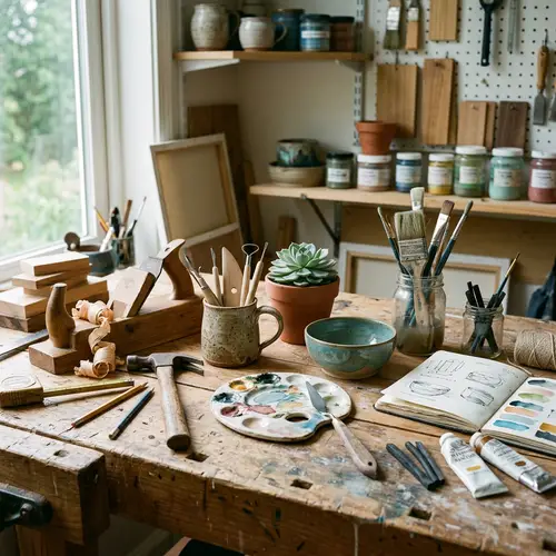 Artistic Still Life: Carpentry, Ceramics & Supplies