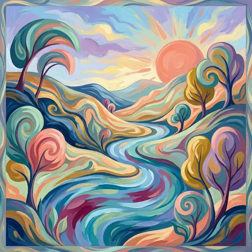 Abstract Nature Illustration: Surreal Landscape Art