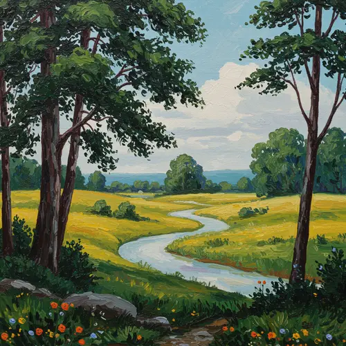 Abstract Nature Illustration: Surreal Landscape Art