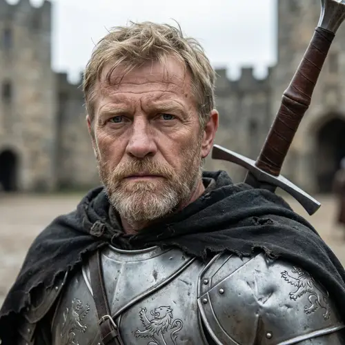 Realistic Portrait of Seasoned Knight | Short Blond Hair & Beard