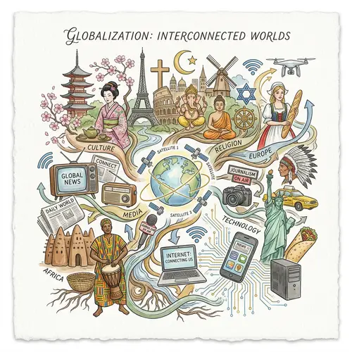 Cultural Collage: Religion, Media & Technology Fusion