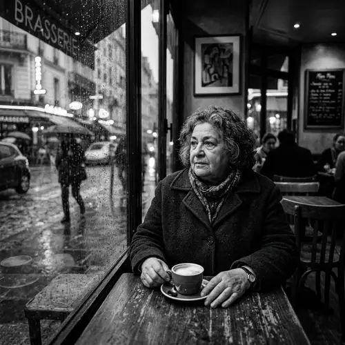 Cinematic Portrait of a Wise Woman in Paris