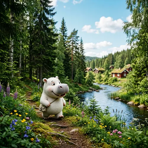 Cute Chubby Creature in Scandinavian Forest | Tranquil Landscape