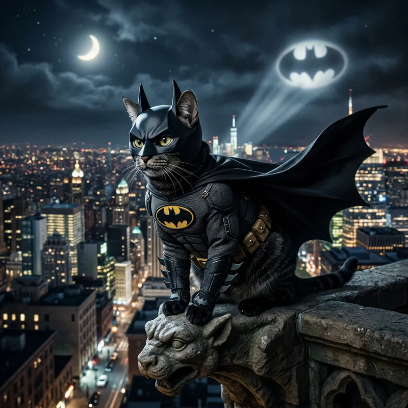 Bat-Superhero Cat Costume for Your Feline Friend
