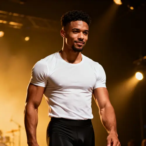 Stylish Young Male Lead Singer in Tight Attire