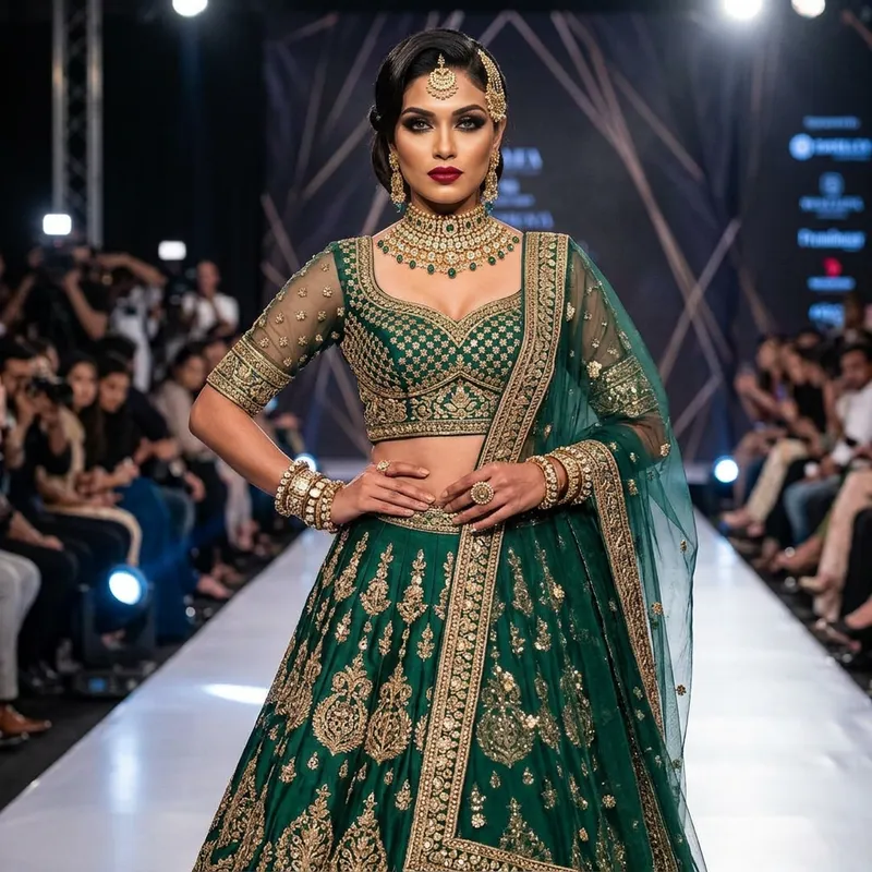Indian Fashion Model Showcasing Cleavage in Lehenga Choli Indian Fashion Model Showcasing Cleavage in Lehenga Choli
