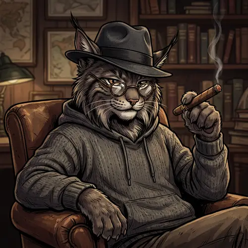 Intelligent Feline Creature in Stylish Hoodie - Unique Illustration