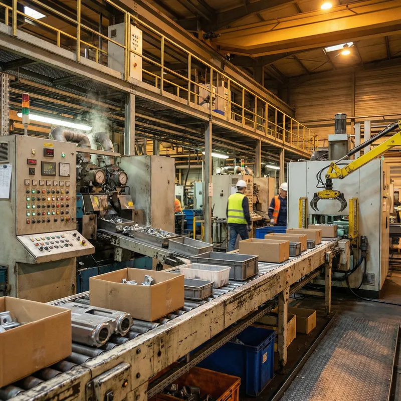 Conveyor Belt in Action: Material Transfer in Factory