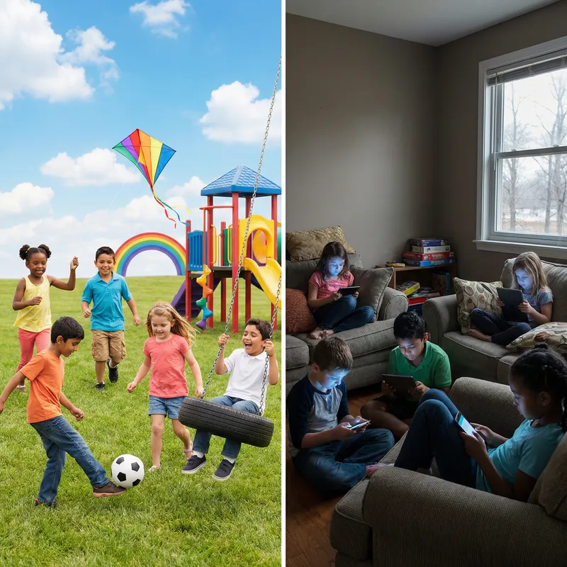 Outdoor Play vs Mobile Addiction: A Visual Contrast Outdoor Play vs Mobile Addiction: A Visual Contrast