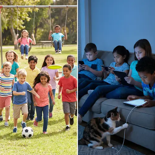 Outdoor Play vs Mobile Addiction: A Visual Comparison
