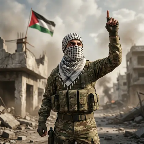 Heroic Palestinian Fighter in 3D Cinematic Art