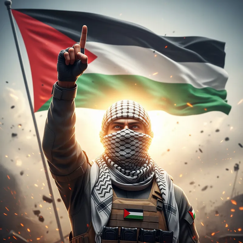 Heroic Palestinian Fighter in 3D Cinematic Art