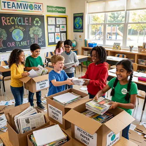 School Recycling Program: Kids Collect Waste Paper for Recycling