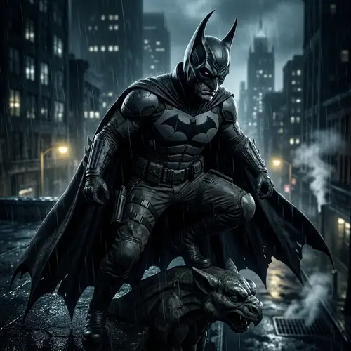 Dark Superhero Character with Bat Motif - Mysterious and Stylish