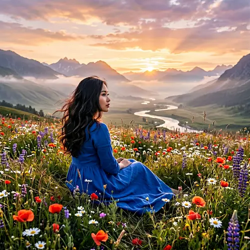Ethereal Beauty in a Blooming Meadow