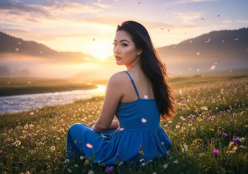 Ethereal Beauty in a Blooming Meadow