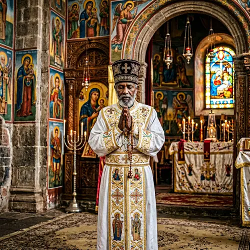 Ethiopian Orthodox Tewahdo Church Priest in Traditional Attire
