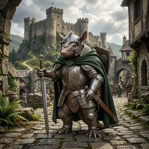 Armored Armadillo with Sword Art