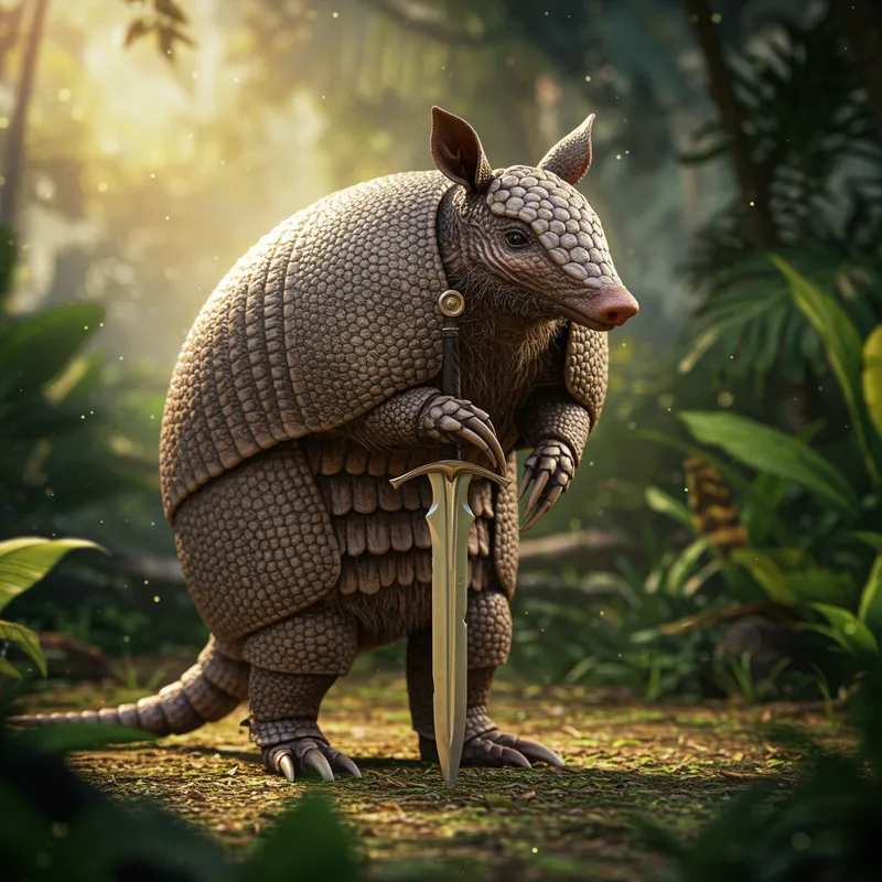 Armored Armadillo with Sword Art