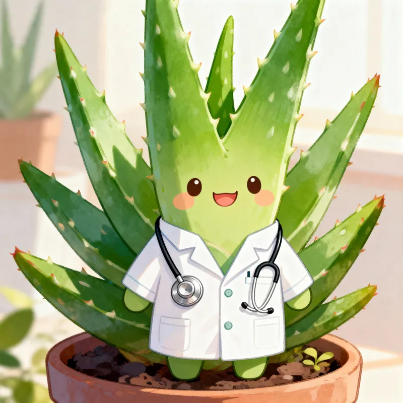 Cheerful Aloe Vera in Lab Coat - Health Benefits