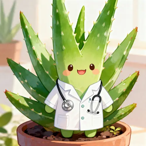 Cheerful Aloe Vera in Lab Coat - Health Benefits