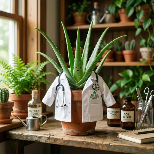 Cheerful Aloe Vera in Lab Coat - Health Benefits
