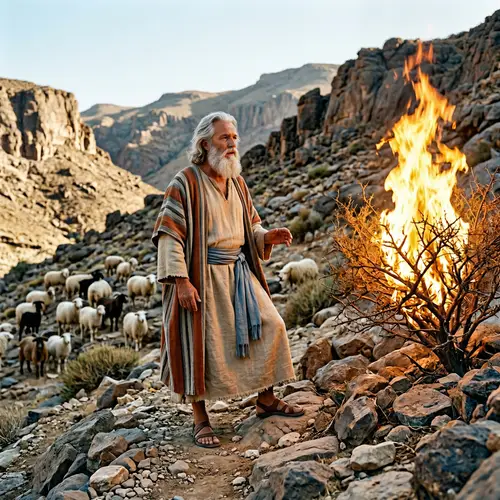 Moses Before the Burning Bush: Biblical Scene