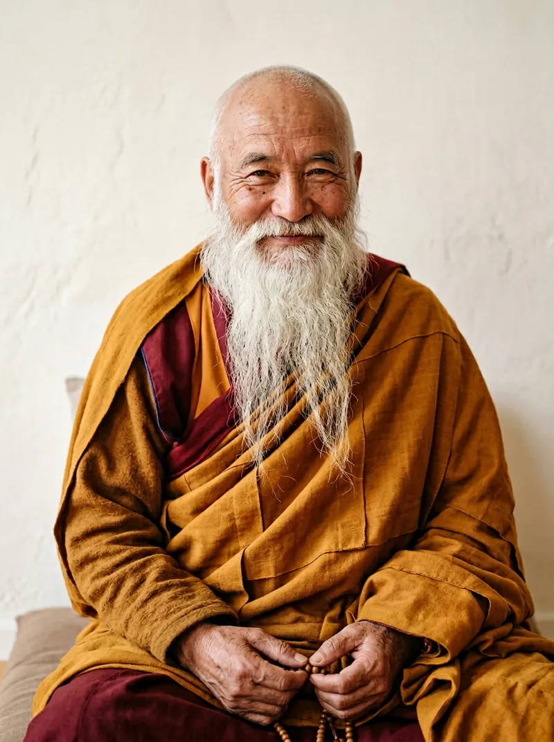 Charming 70-Year-Old Buddhist Monk Portrait
