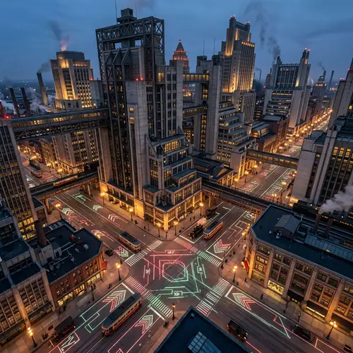 Futuristic Cityscape | Intelligent Traffic System | Syd Mead Style