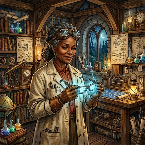 X-Ray Vision Eyeglass Invention: Futuristic Scientist's Creation