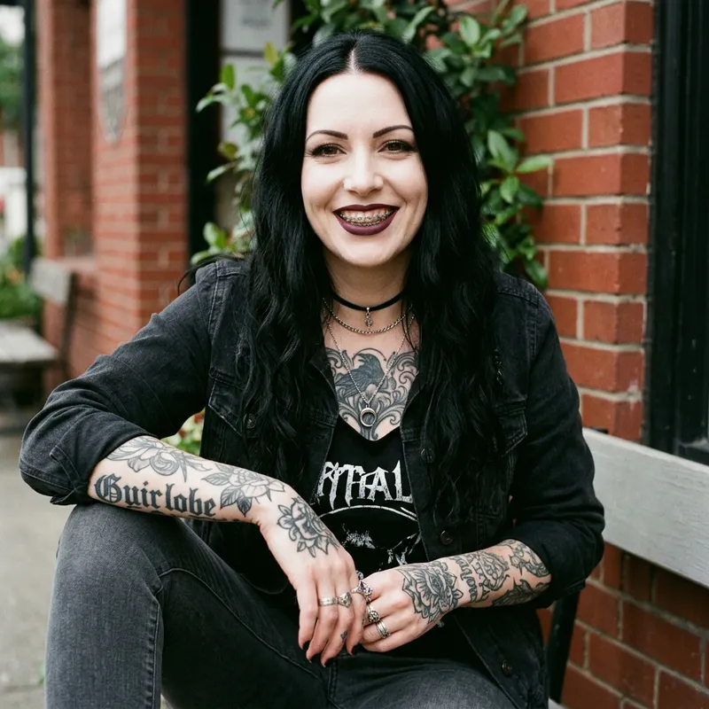 Confident Goth Woman: Unique Style and Presence