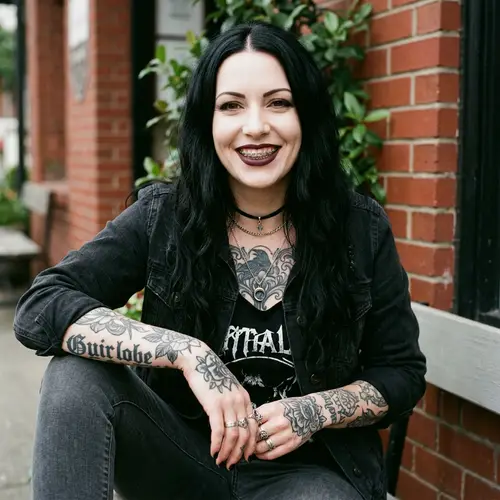 Confident Goth Woman: Unique Style and Presence