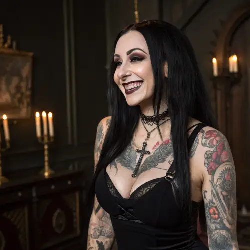 Confident Goth Woman: Unique Style and Presence