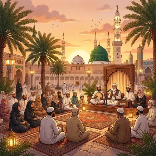 Serene Madinah: Naat Shareef & Golden Sunset Scene