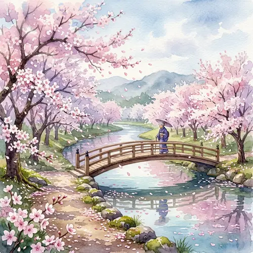 Cherry Blossoms in Watercolor: A Dreamy View