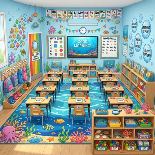 Interactive Ocean-Themed Kindergarten Classroom