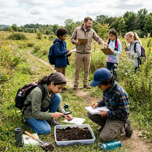 Outdoor Learning: Diverse Group of Students Engaged in Ecology Study