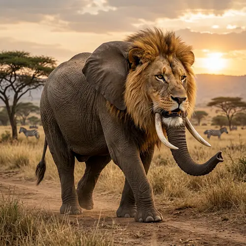 Majestic Lion-Elephant Hybrid Image