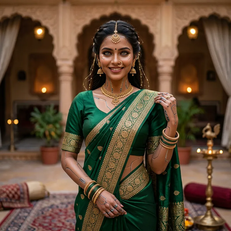 Beautiful Robot Indian Woman Portrait