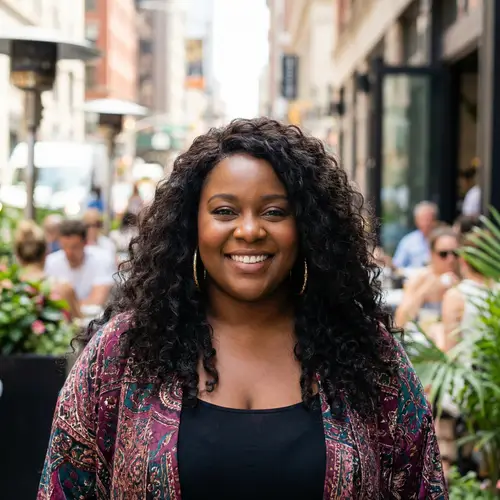 Radiant Dark-Skinned Lady Celebrating Natural Beauty