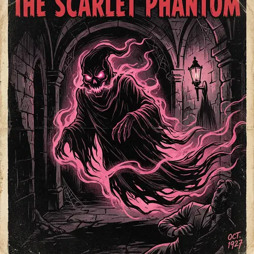 Evil Ghost in Pink and Black - Spooky Art