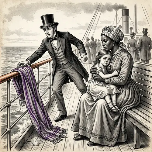 19th Century Literature Scene with African Woman and Young Girl