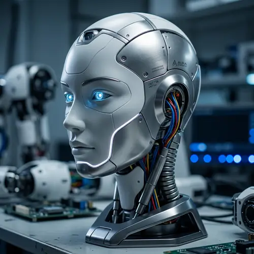 Futuristic Female Robot Head Design