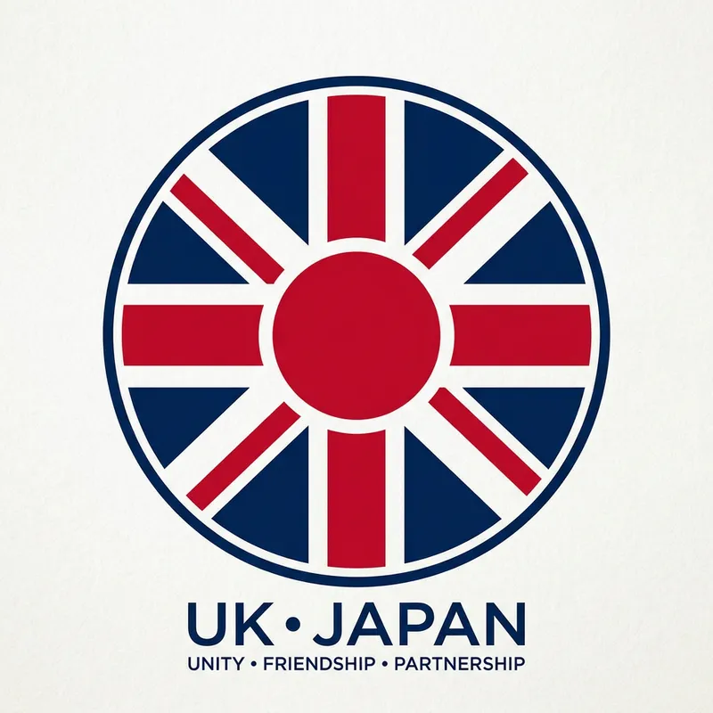 Creative Logo Design Combining Great Britain and Japan Flags Creative Logo Design Combining Great Britain and Japan Flags